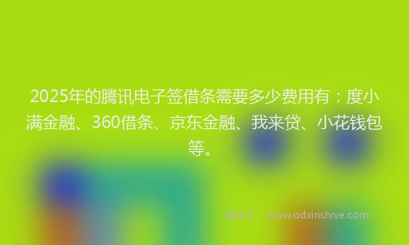 2025年的腾讯电子签借条需要多少费用有：度小满金融、360借条、京东金融、我来贷、小花钱包等。
