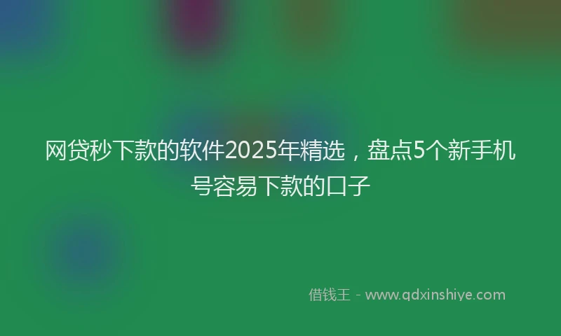 网贷秒下款的软件2025年精选，盘点5个新手机号容易下款的口子