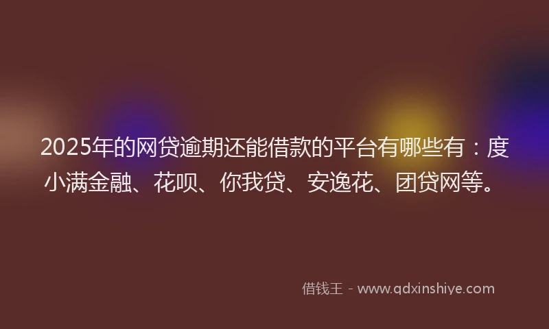 2025年的网贷逾期还能借款的平台有哪些有：度小满金融、花呗、你我贷、安逸花、团贷网等。
