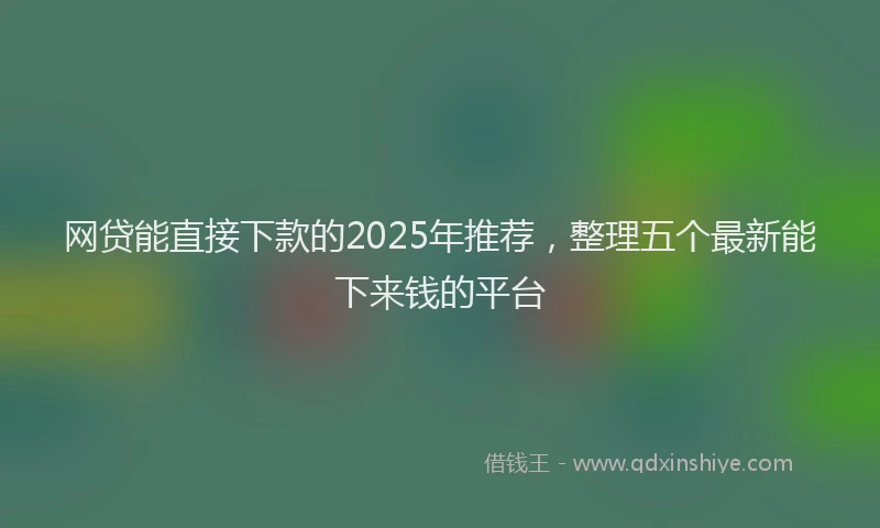 网贷能直接下款的2025年推荐，整理五个最新能下来钱的平台