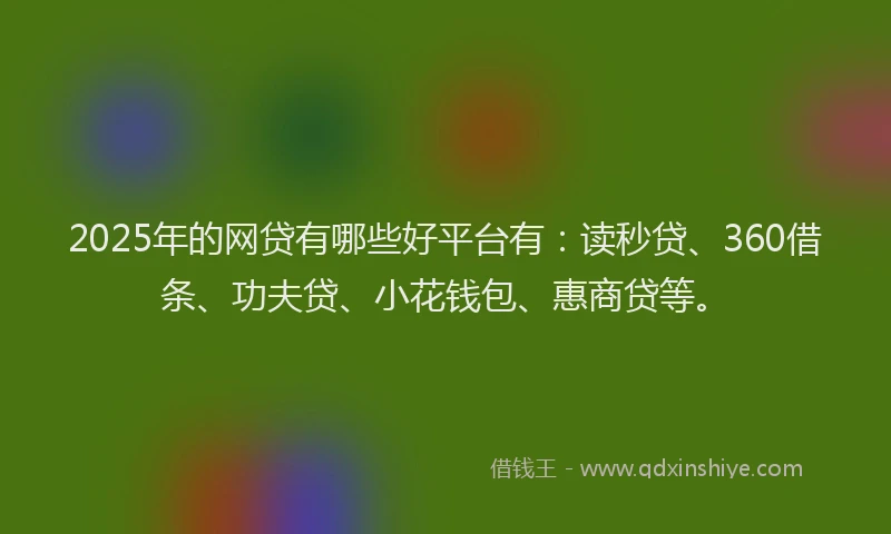 2025年的网贷有哪些好平台有：读秒贷、360借条、功夫贷、小花钱包、惠商贷等。