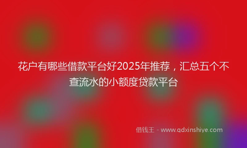 花户有哪些借款平台好2025年推荐，汇总五个不查流水的小额度贷款平台