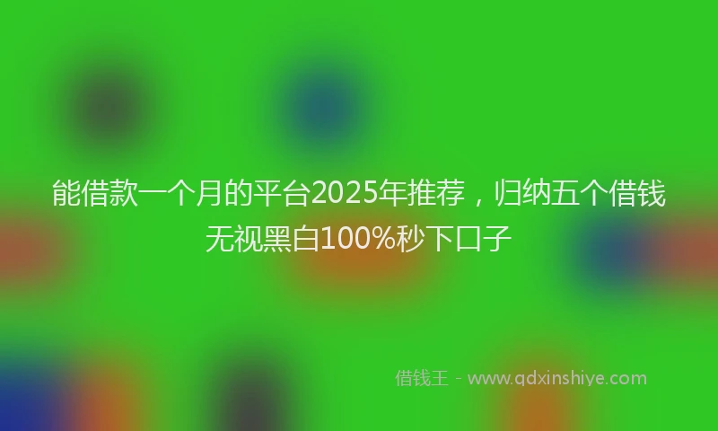 能借款一个月的平台2025年推荐，归纳五个借钱无视黑白100%秒下口子