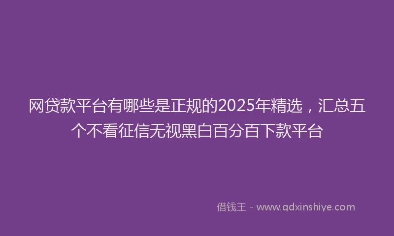 网贷款平台有哪些是正规的2025年精选，汇总五个不看征信无视黑白百分百下款平台