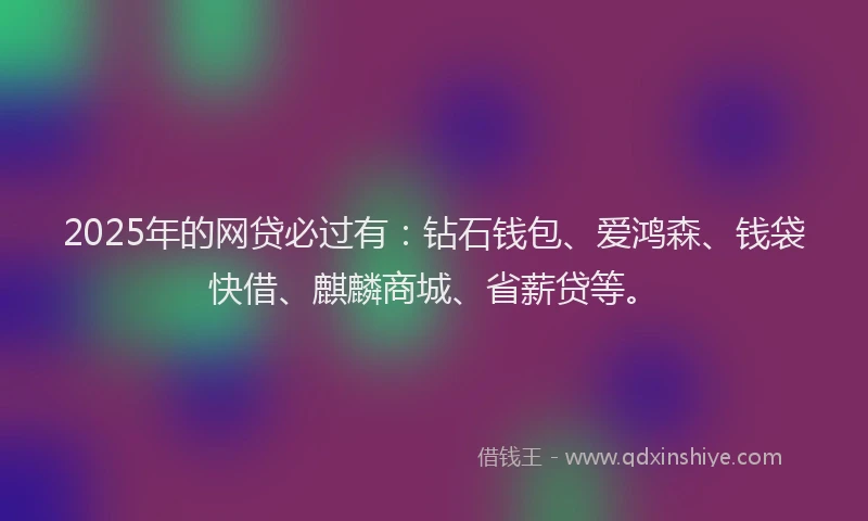 2025年的网贷必过有：钻石钱包、爱鸿森、钱袋快借、麒麟商城、省薪贷等。