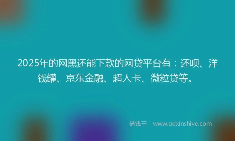 2025年的网黑还能下款的网贷平台有：还呗、洋钱罐、京东金融、超人卡、微粒贷等。