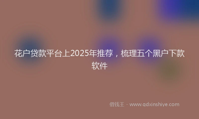 花户贷款平台上2025年推荐，梳理五个黑户下款软件