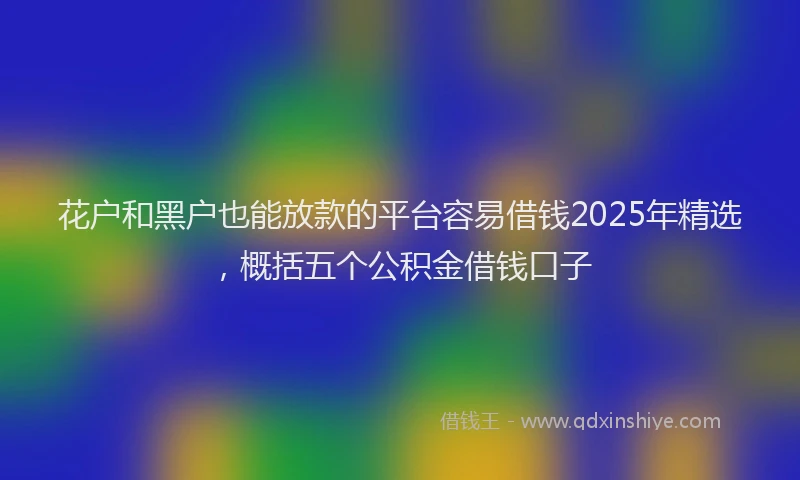 花户和黑户也能放款的平台容易借钱2025年精选，概括五个公积金借钱口子