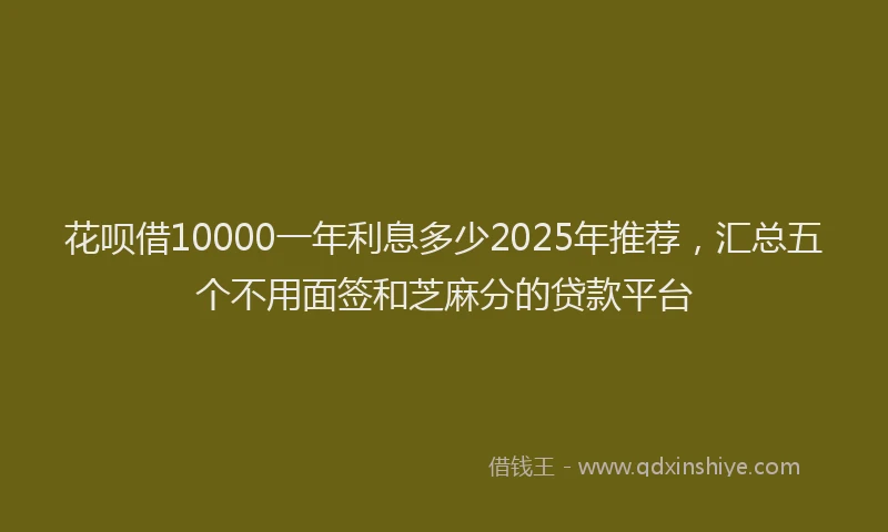 花呗借10000一年利息多少2025年推荐，汇总五个不用面签和芝麻分的贷款平台