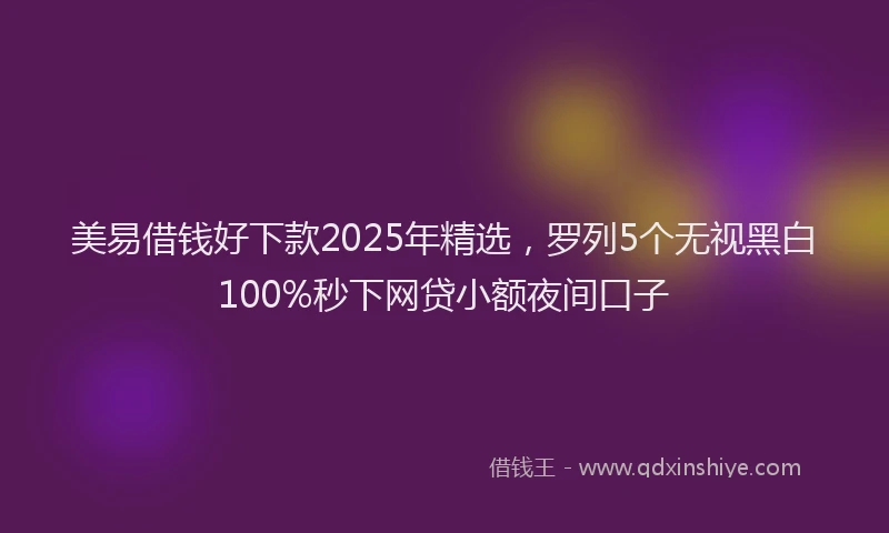 美易借钱好下款2025年精选，罗列5个无视黑白100%秒下网贷小额夜间口子