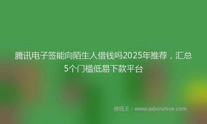 腾讯电子签能向陌生人借钱吗2025年推荐，汇总5个门槛低易下款平台
