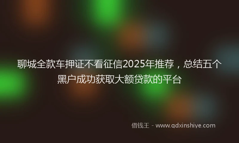 聊城全款车押证不看征信2025年推荐，总结五个黑户成功获取大额贷款的平台