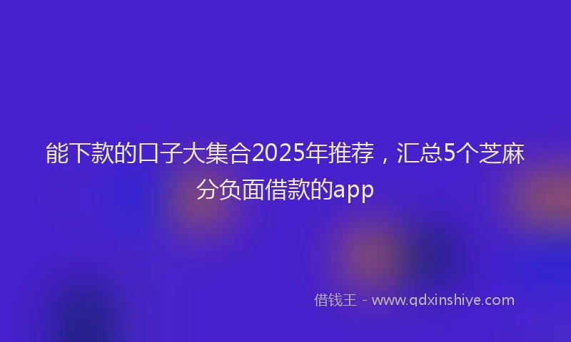 能下款的口子大集合2025年推荐，汇总5个芝麻分负面借款的app