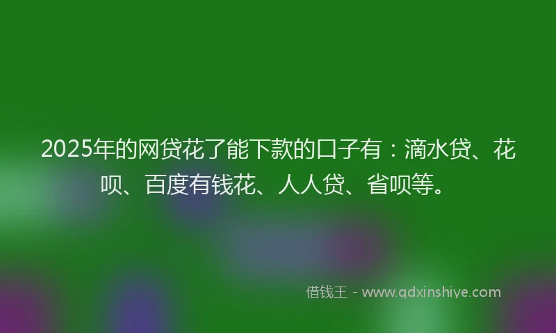 2025年的网贷花了能下款的口子有：滴水贷、花呗、百度有钱花、人人贷、省呗等。