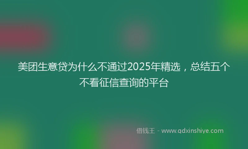 美团生意贷为什么不通过2025年精选，总结五个不看征信查询的平台
