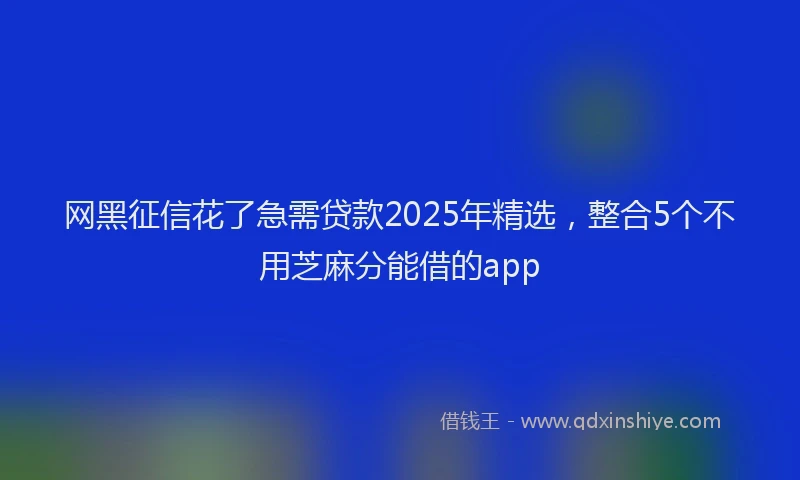 网黑征信花了急需贷款2025年精选，整合5个不用芝麻分能借的app
