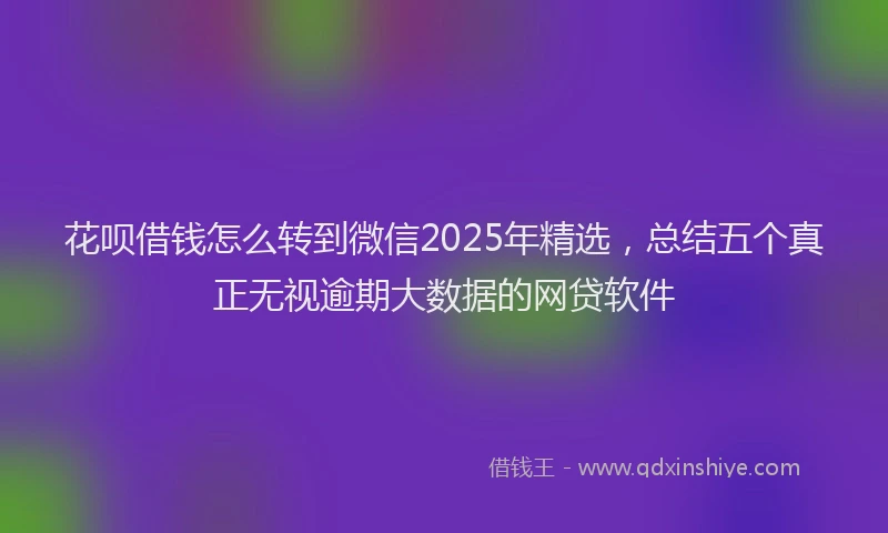 花呗借钱怎么转到微信2025年精选，总结五个真正无视逾期大数据的网贷软件