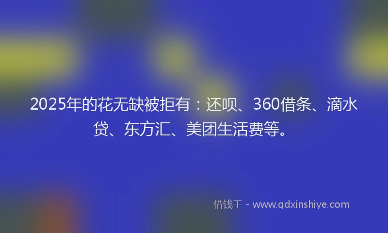 2025年的花无缺被拒有：还呗、360借条、滴水贷、东方汇、美团生活费等。