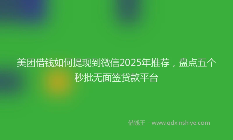 美团借钱如何提现到微信2025年推荐，盘点五个秒批无面签贷款平台