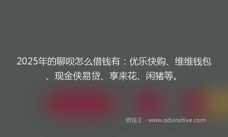 2025年的聊呗怎么借钱有：优乐快购、维维钱包、现金侠易贷、享来花、闲猪等。
