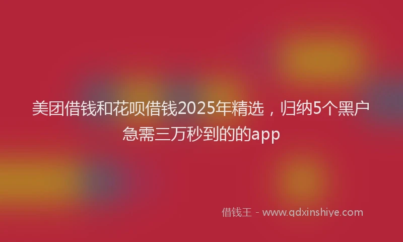 美团借钱和花呗借钱2025年精选，归纳5个黑户急需三万秒到的的app