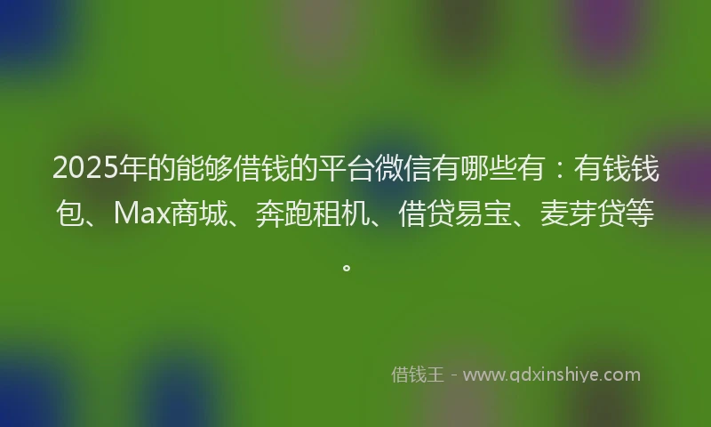 2025年的能够借钱的平台微信有哪些有：有钱钱包、Max商城、奔跑租机、借贷易宝、麦芽贷等。