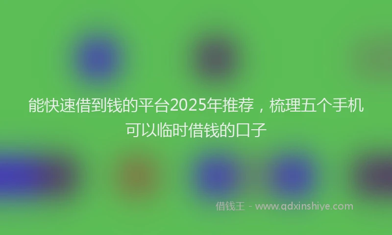 能快速借到钱的平台2025年推荐，梳理五个手机可以临时借钱的口子