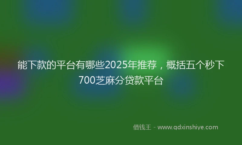 能下款的平台有哪些2025年推荐，概括五个秒下700芝麻分贷款平台