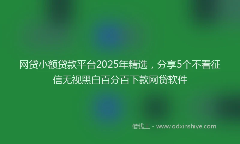 网贷小额贷款平台2025年精选，分享5个不看征信无视黑白百分百下款网贷软件