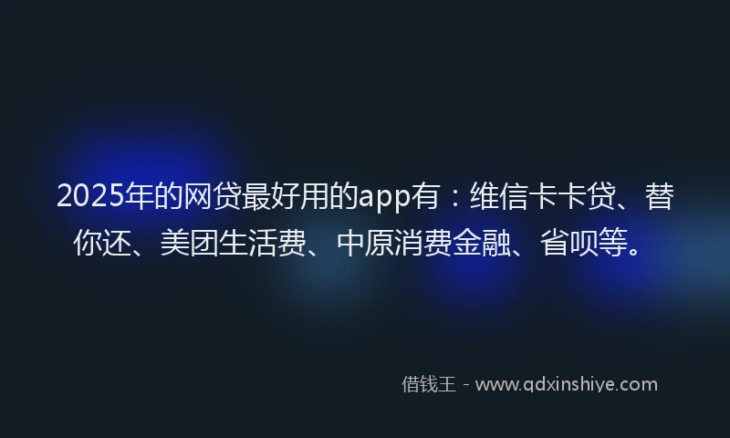 2025年的网贷最好用的app有：维信卡卡贷、替你还、美团生活费、中原消费金融、省呗等。