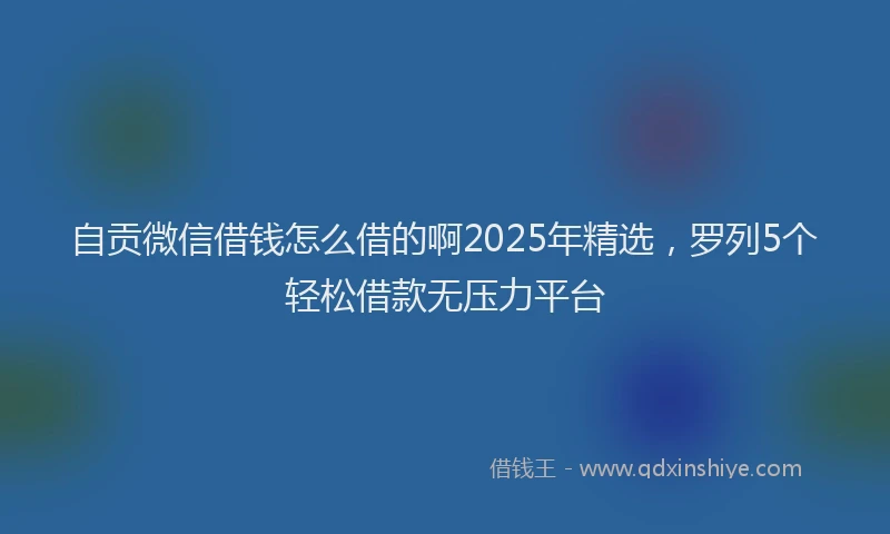 自贡微信借钱怎么借的啊2025年精选，罗列5个轻松借款无压力平台