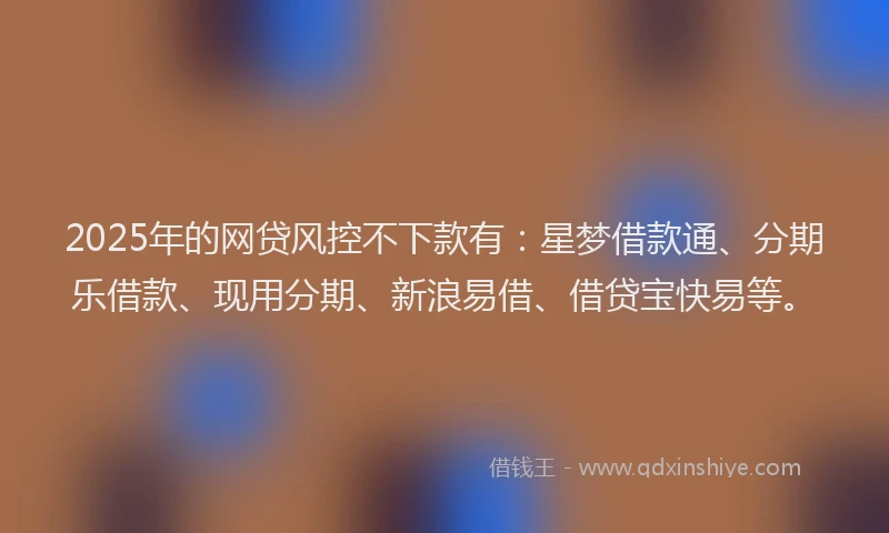 2025年的网贷风控不下款有：星梦借款通、分期乐借款、现用分期、新浪易借、借贷宝快易等。