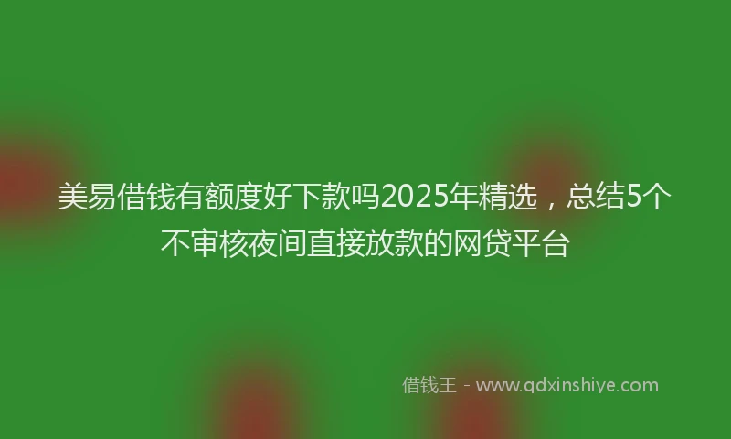 美易借钱有额度好下款吗2025年精选，总结5个不审核夜间直接放款的网贷平台