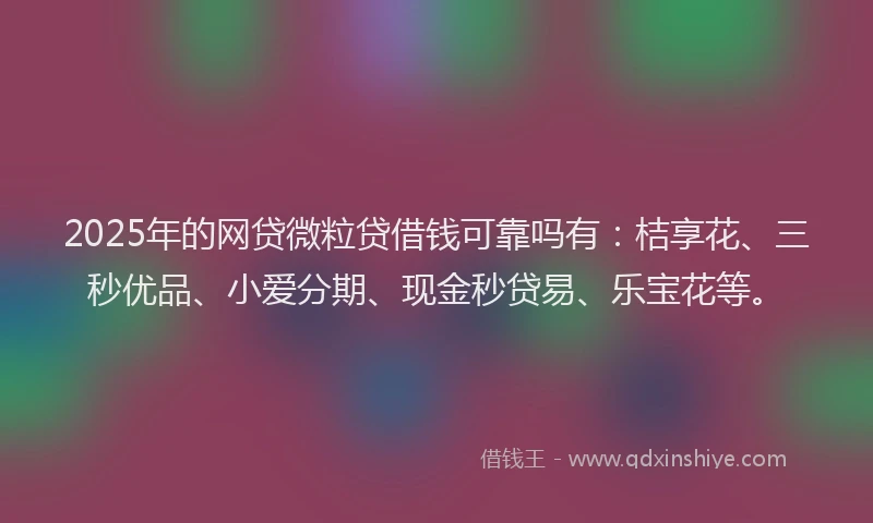 2025年的网贷微粒贷借钱可靠吗有：桔享花、三秒优品、小爱分期、现金秒贷易、乐宝花等。