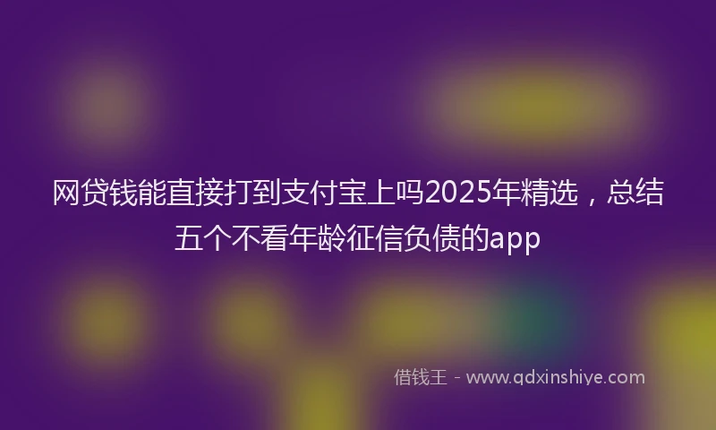 网贷钱能直接打到支付宝上吗2025年精选，总结五个不看年龄征信负债的app