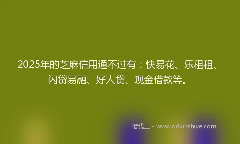 2025年的芝麻信用通不过有：快易花、乐租租、闪贷易融、好人贷、现金借款等。