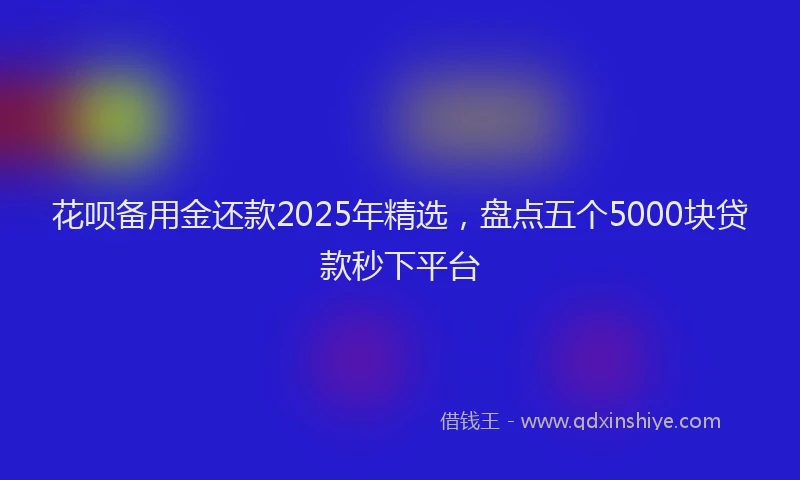 花呗备用金还款2025年精选，盘点五个5000块贷款秒下平台