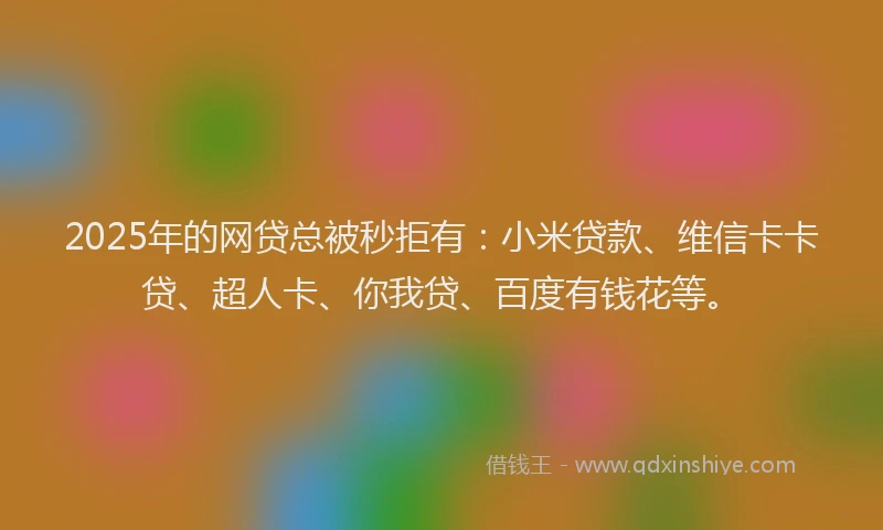 2025年的网贷总被秒拒有：小米贷款、维信卡卡贷、超人卡、你我贷、百度有钱花等。
