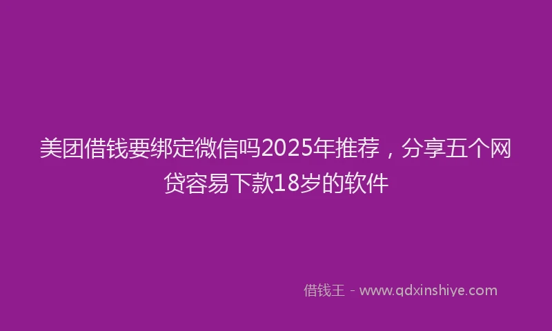美团借钱要绑定微信吗2025年推荐，分享五个网贷容易下款18岁的软件