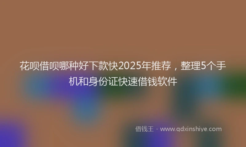 花呗借呗哪种好下款快2025年推荐，整理5个手机和身份证快速借钱软件