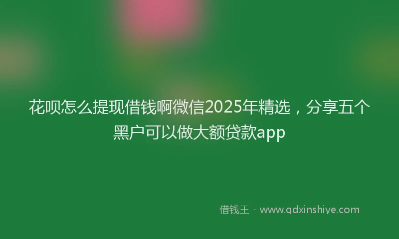 花呗怎么提现借钱啊微信2025年精选，分享五个黑户可以做大额贷款app
