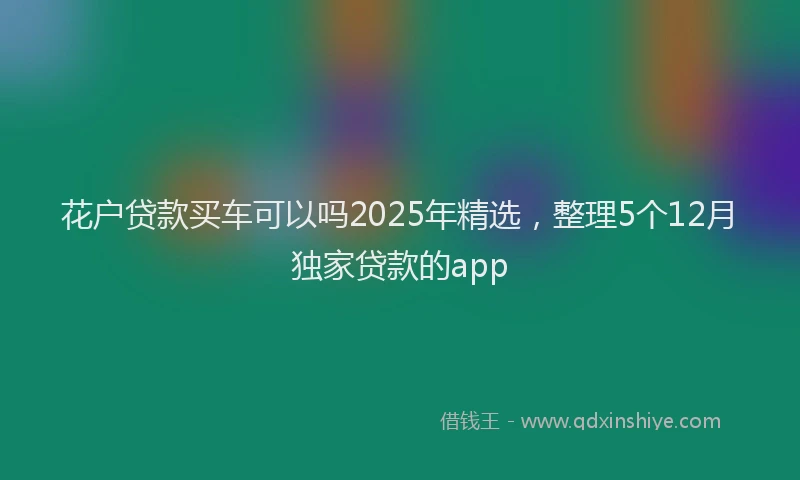 花户贷款买车可以吗2025年精选，整理5个12月独家贷款的app