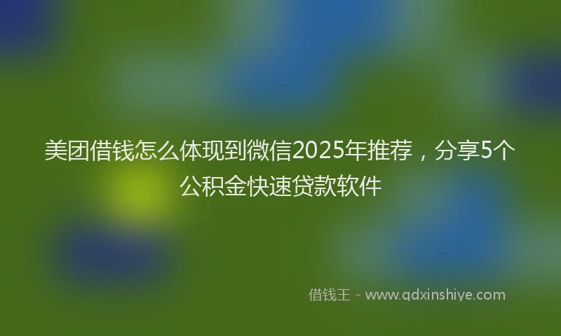 美团借钱怎么体现到微信2025年推荐，分享5个公积金快速贷款软件