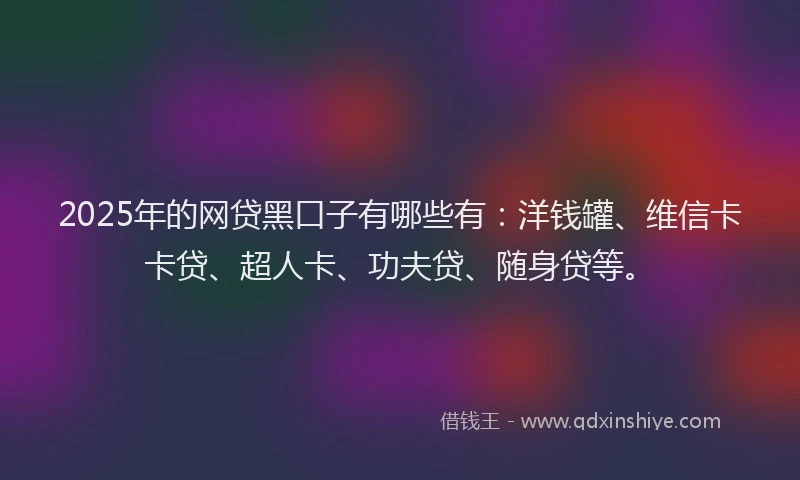 2025年的网贷黑口子有哪些有：洋钱罐、维信卡卡贷、超人卡、功夫贷、随身贷等。