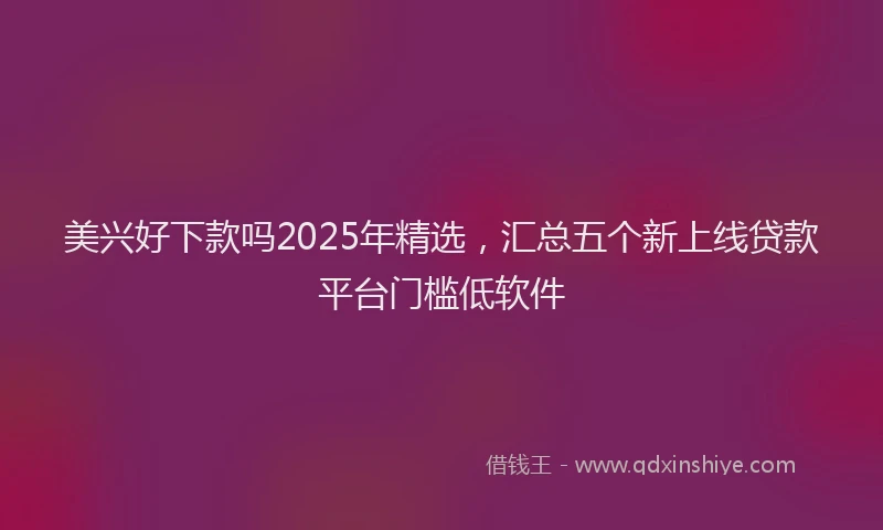 美兴好下款吗2025年精选，汇总五个新上线贷款平台门槛低软件