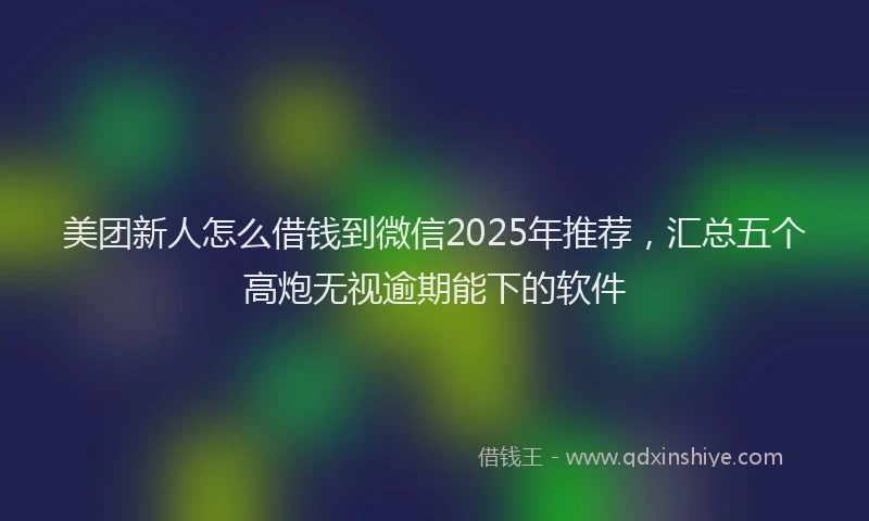 美团新人怎么借钱到微信2025年推荐，汇总五个高炮无视逾期能下的软件
