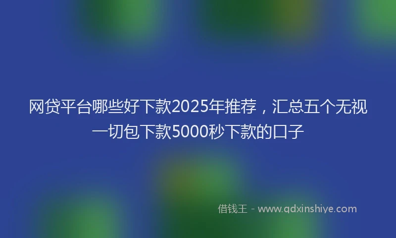 网贷平台哪些好下款2025年推荐，汇总五个无视一切包下款5000秒下款的口子