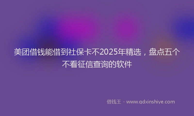 美团借钱能借到社保卡不2025年精选，盘点五个不看征信查询的软件