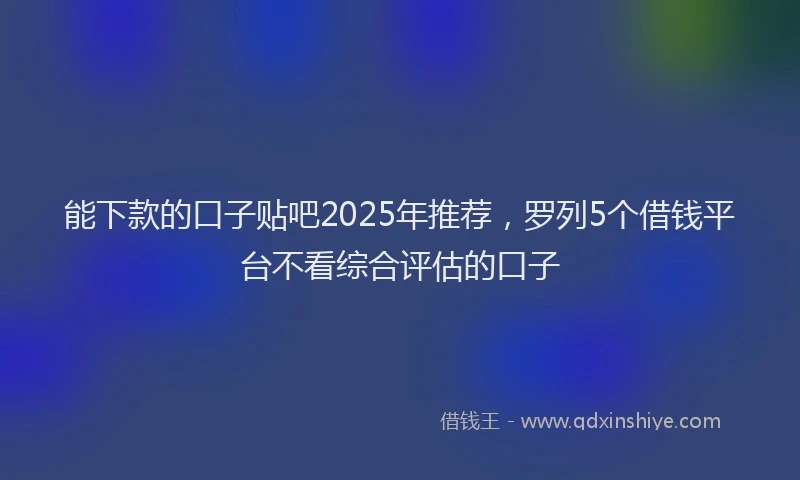能下款的口子贴吧2025年推荐，罗列5个借钱平台不看综合评估的口子