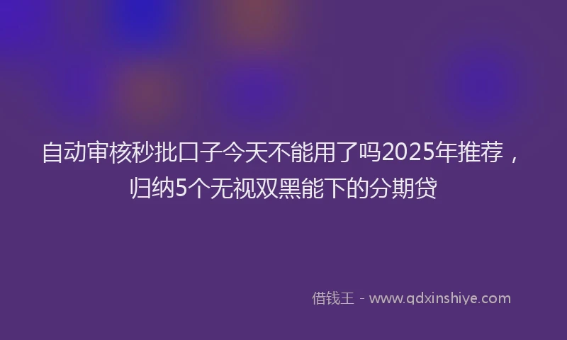 自动审核秒批口子今天不能用了吗2025年推荐，归纳5个无视双黑能下的分期贷